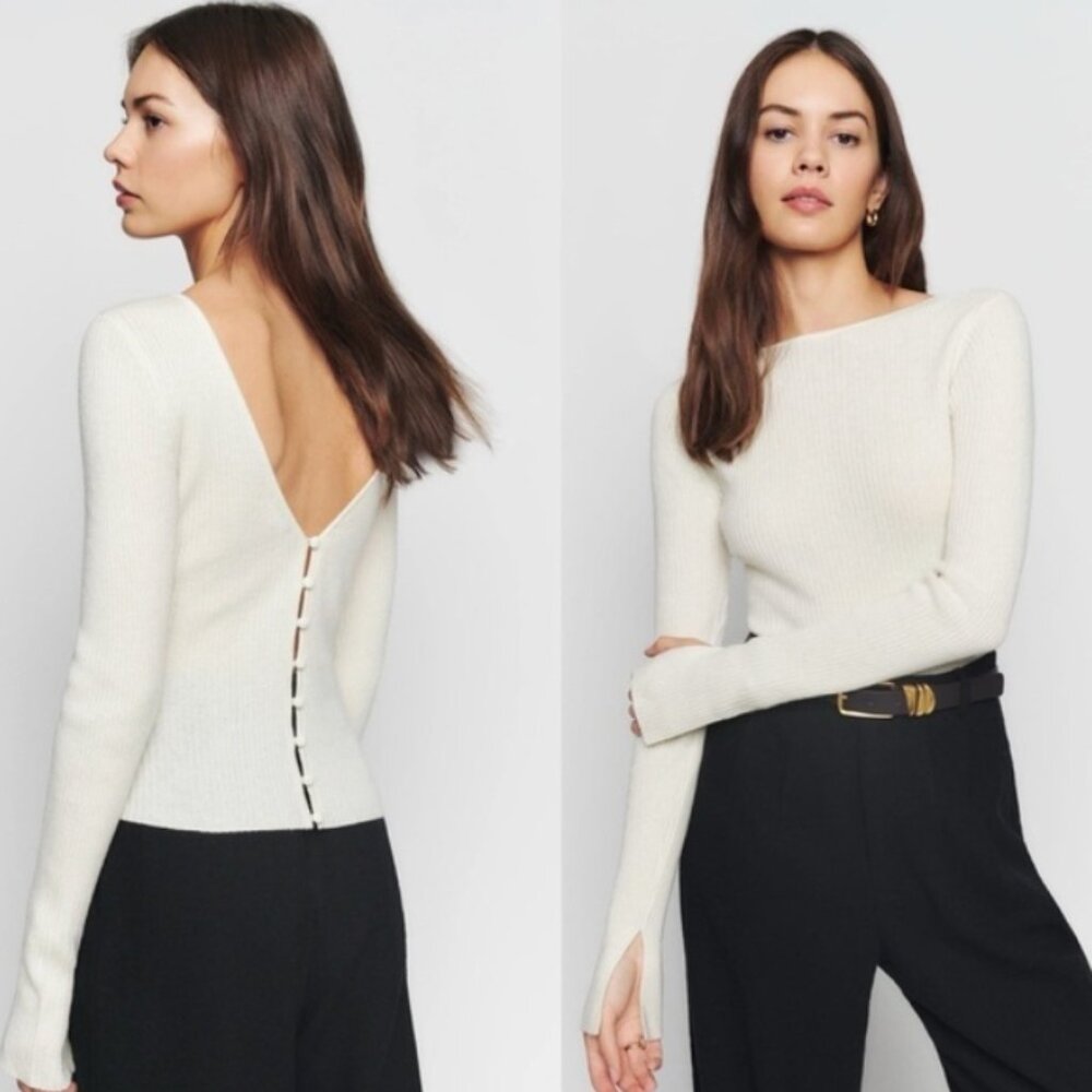 Reformation Porta Cashmere Open Back Sweater